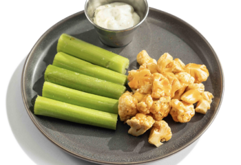 Roasted Buffalo Cauliflower w/ Yogurt Ranch Dressing & Celery